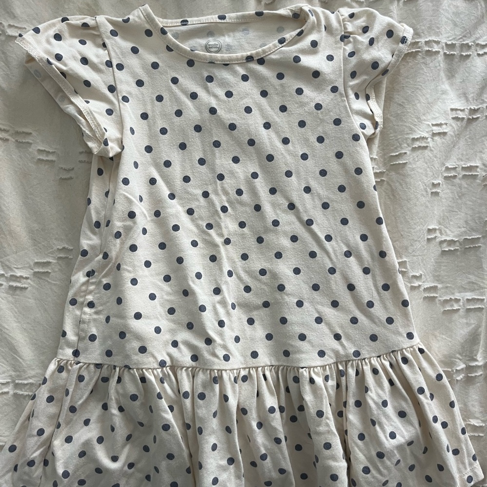 wonder nation White Dress with grey Polka Dots